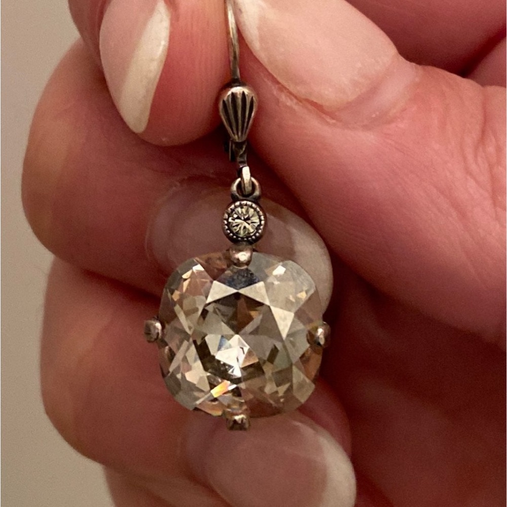 Silver Cushion cut crystal earrings